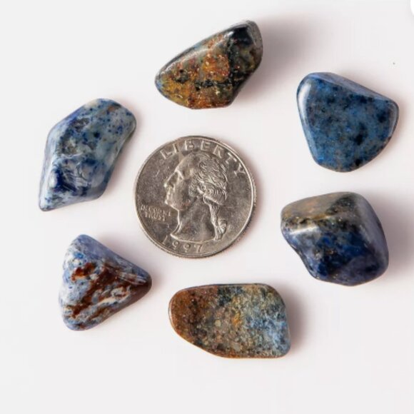 1 lb Tumbled Dumortierite Blue Moon Denim Quartz 80-100 Stones Gem Rock Specimen - Picture 2 of 6